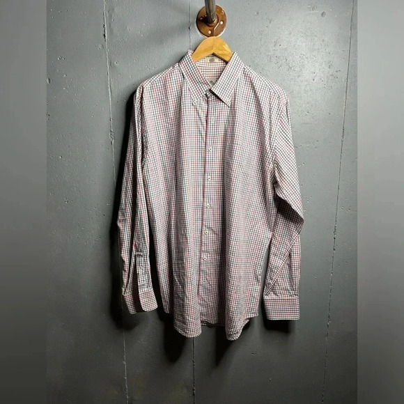 Peter Millar Pink, Blue, Brown Plaid Button Down Long Sleeve Shirt Men's Size L - Picture 1 of 5
